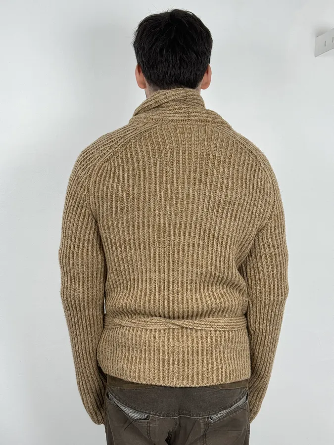 2000s Roberto Cavalli Camel Beige Wool & Leather Jacket - Image 5