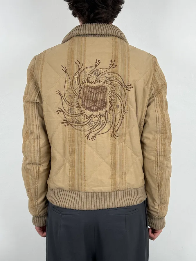 2000s Roberto Cavalli Class Beige Bomber Jacket - Image 3