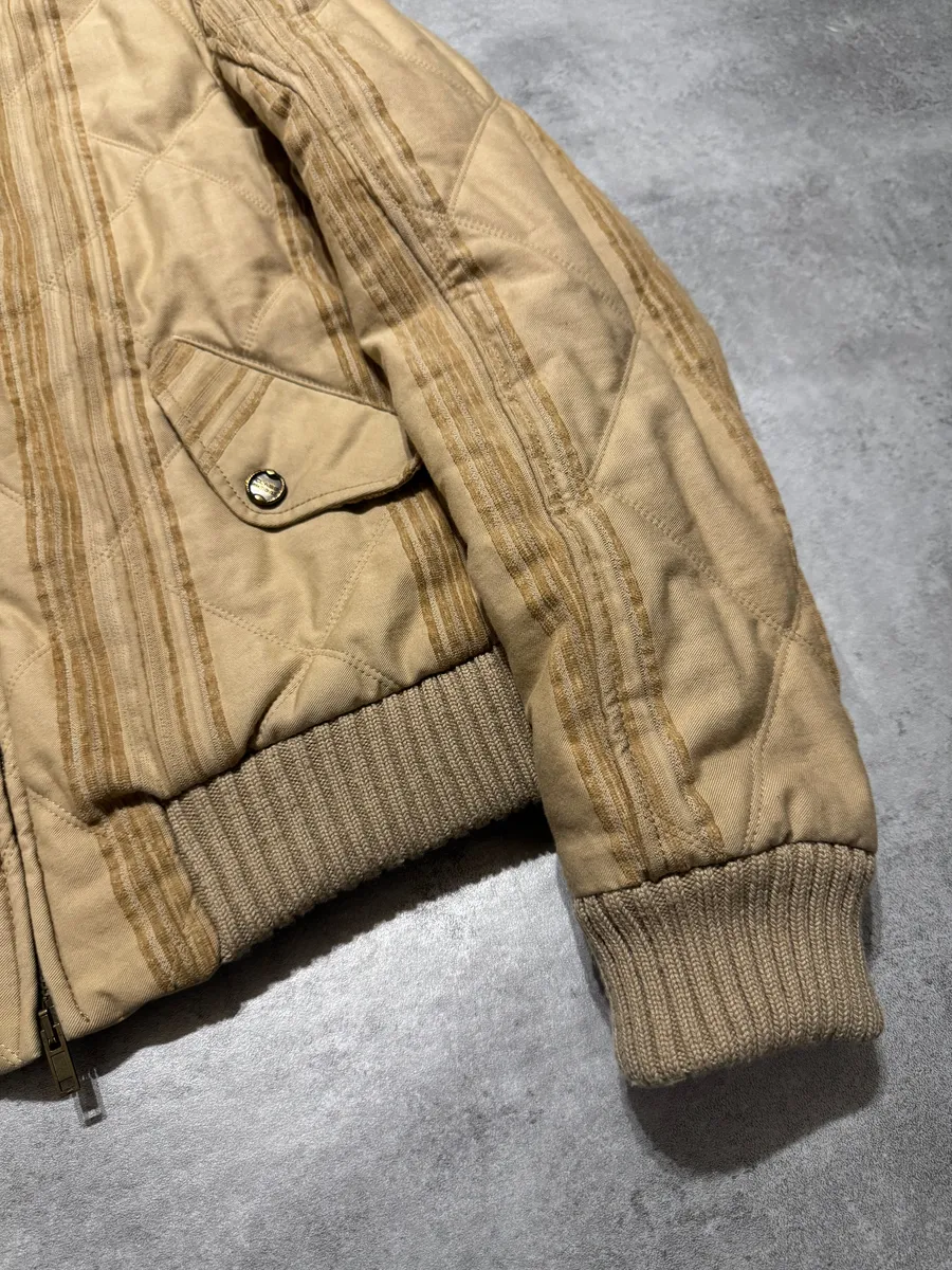 2000s Roberto Cavalli Class Beige Bomber Jacket - Image 7