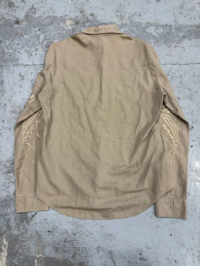 2000s Roberto Cavalli Class Beige Embroidered Astro Shirt - Image 7