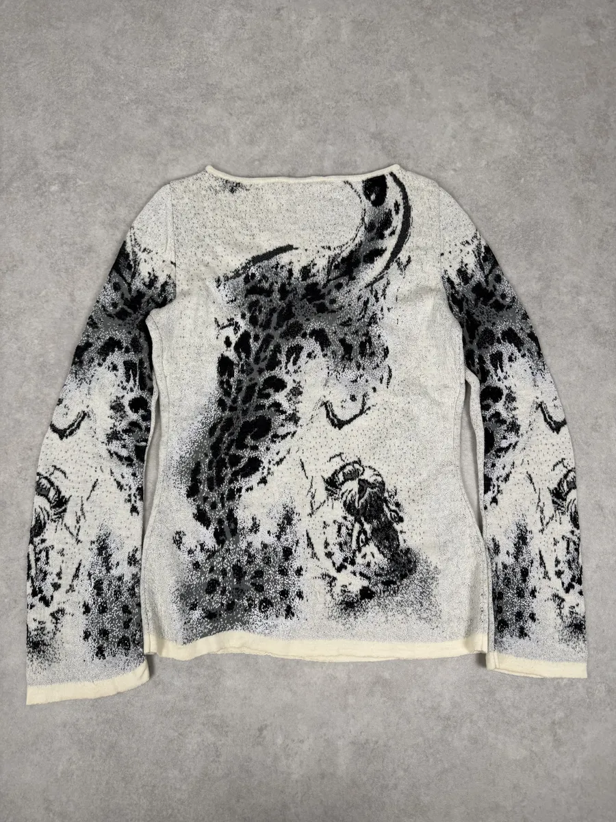 2000s Roberto Cavalli Class Black & White Tiger Leopard Sweater - Image 2