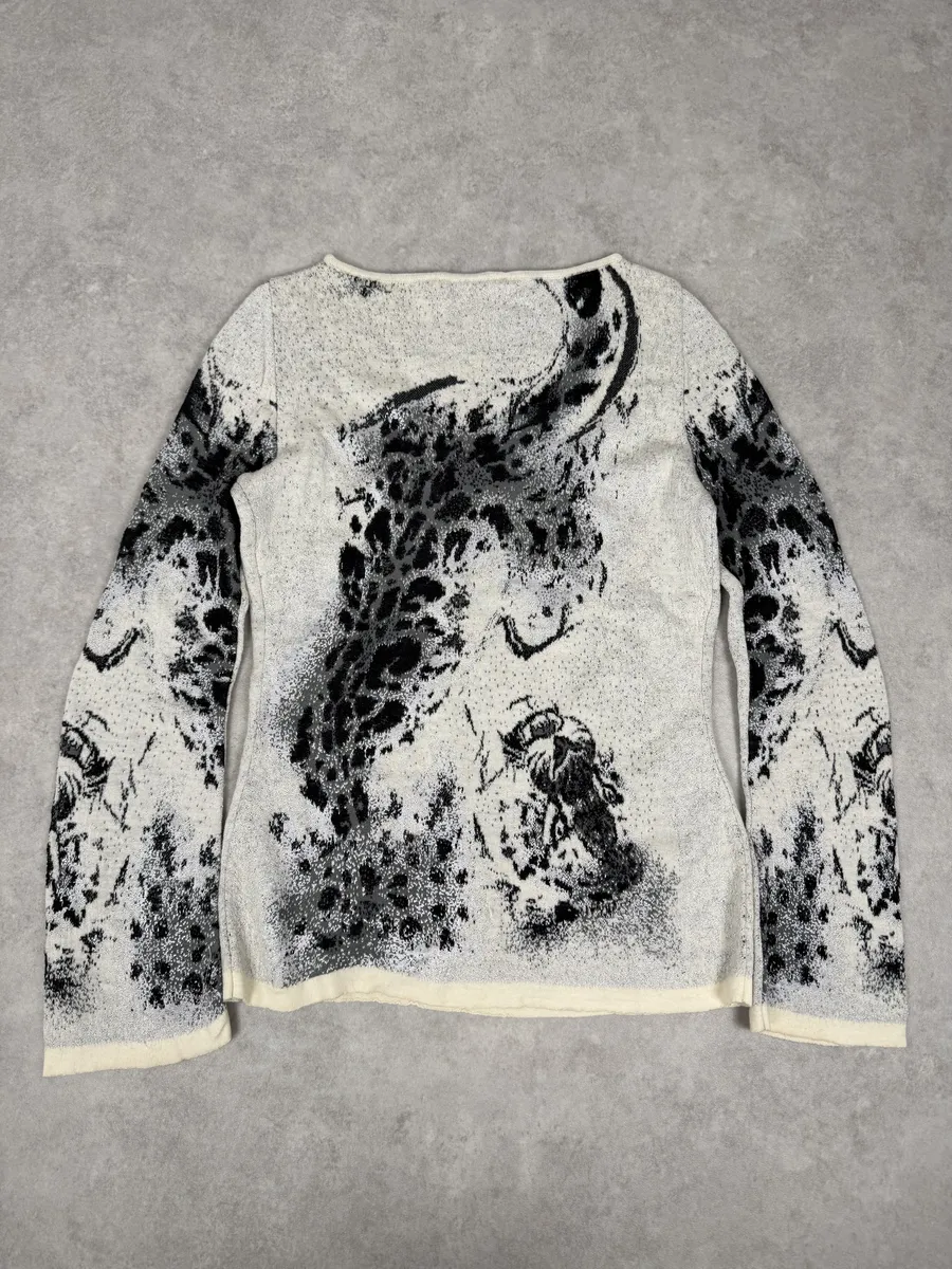 2000s Roberto Cavalli Class Black & White Tiger Leopard Sweater - Image 7