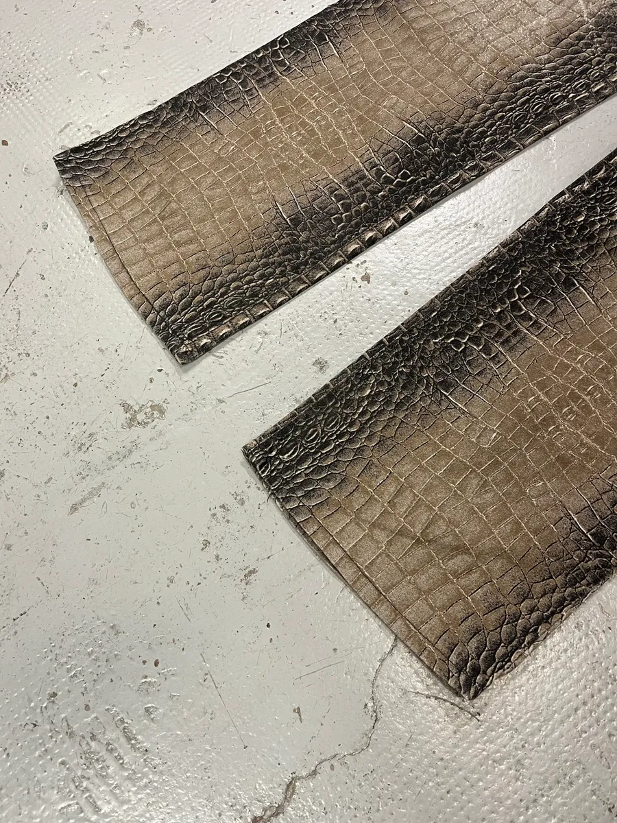 2000s Roberto Cavalli Crocodile Grey & Beige Jeans - Image 7