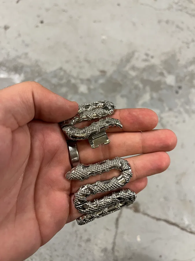 2000s Roberto Cavalli Crystal Snake Bracelet Watch - Image 9
