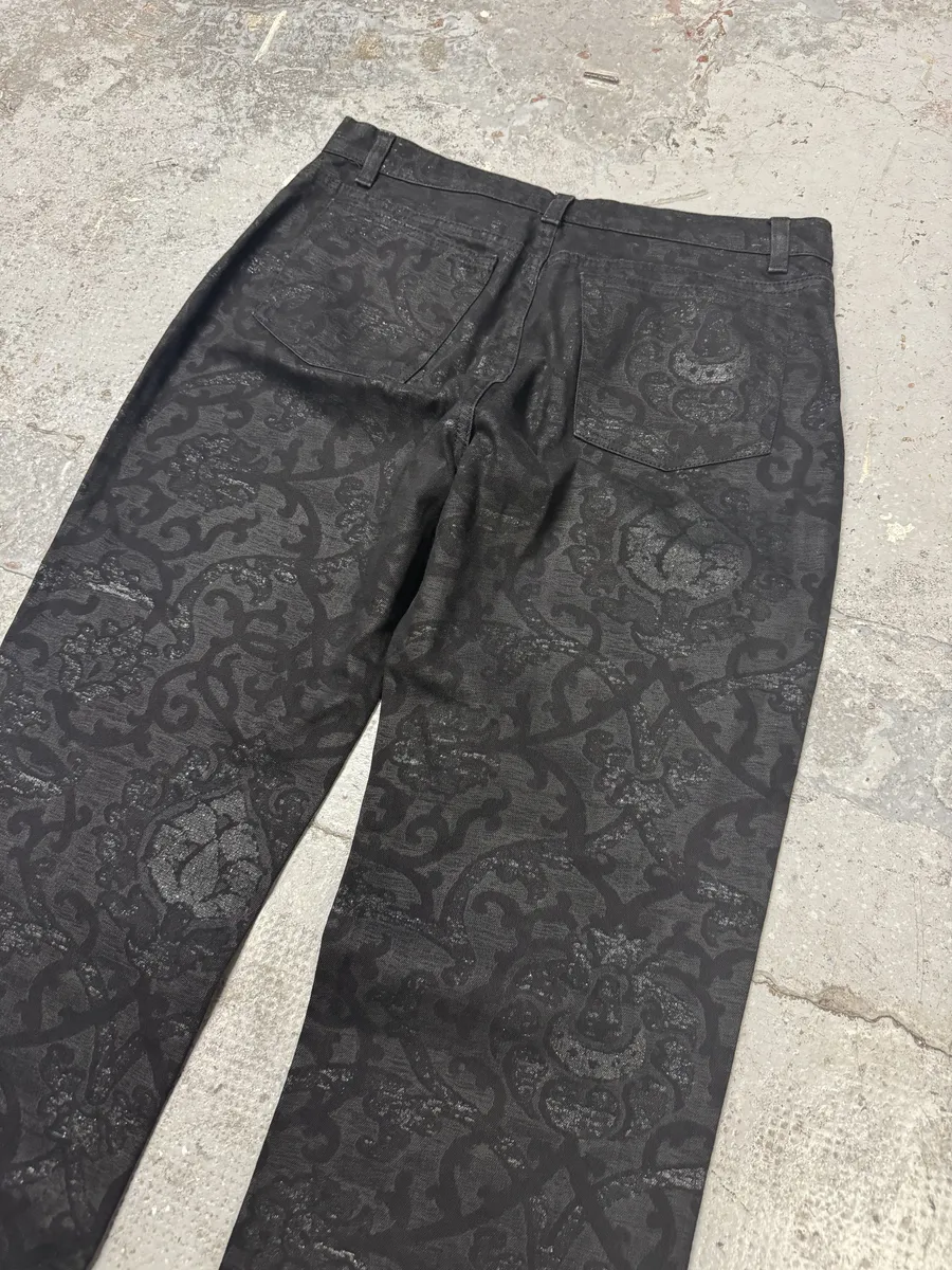 2000s Roberto Cavalli Dark Arabic Mozaic Print Pants - Image 6