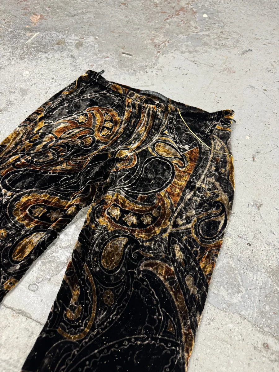 2000s Roberto Cavalli Dark Orange Velvet Trousers Pants - Image 8