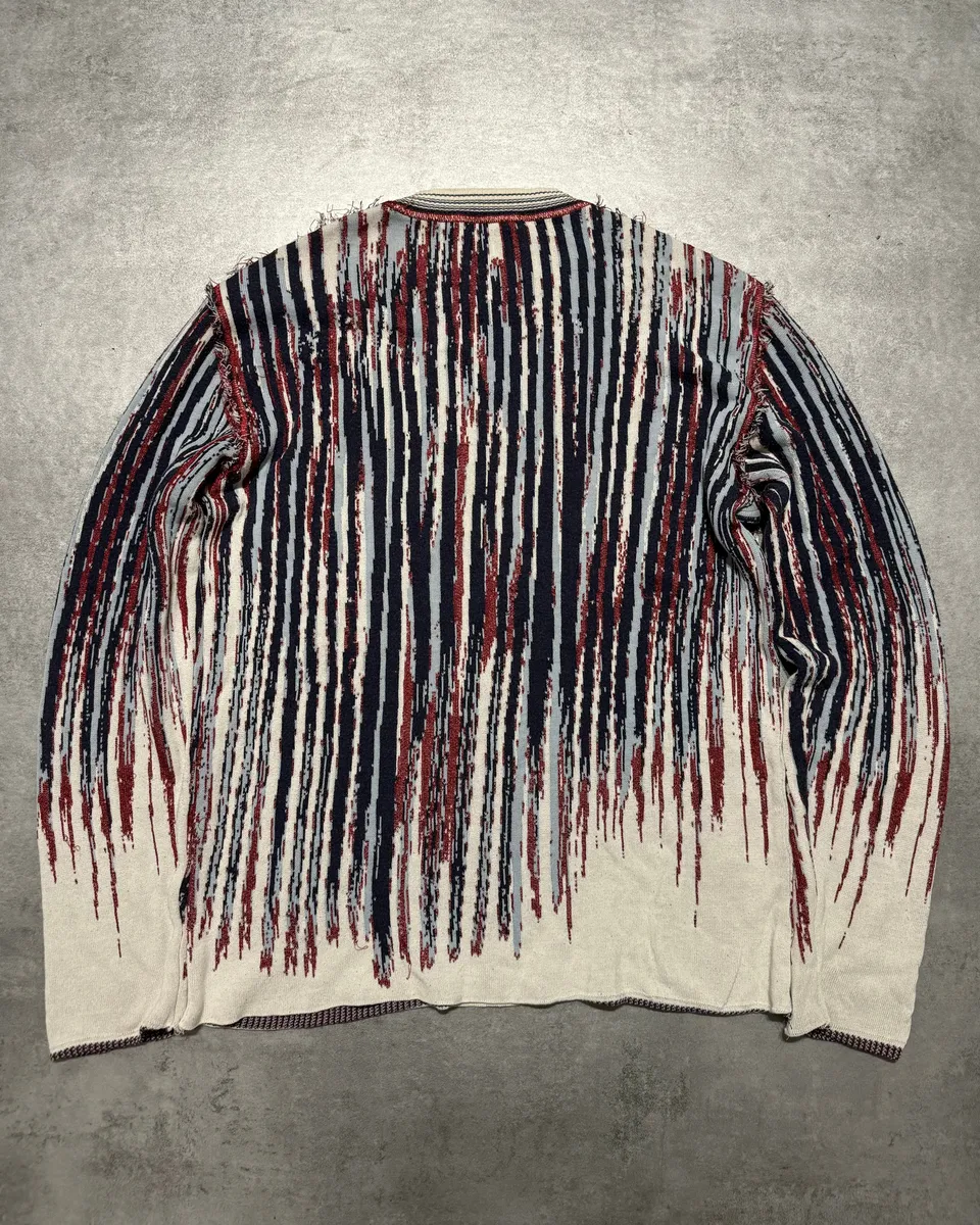 2000s Roberto Cavalli Destructured Blue & Red Distressed Sweater - Image 2