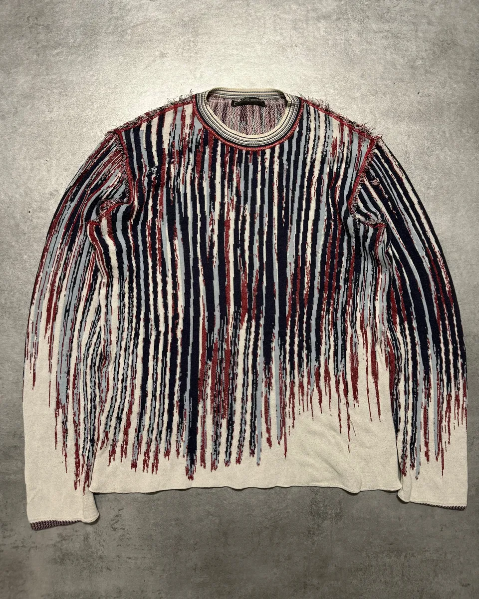 2000s Roberto Cavalli Destructured Blue & Red Distressed Sweater - Image 4