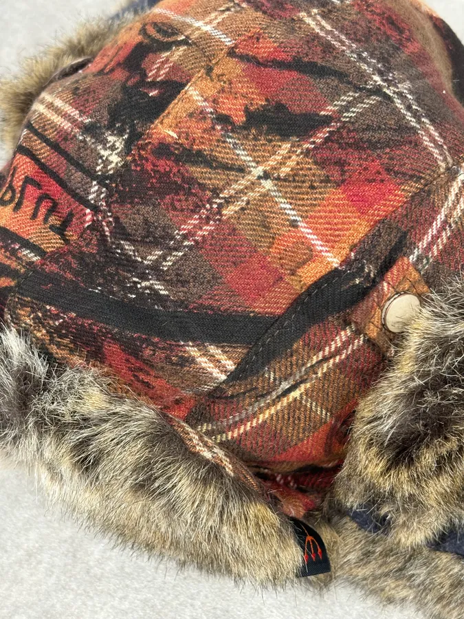 2000s Roberto Cavalli Devil Tartan Chapka Hat - Image 9