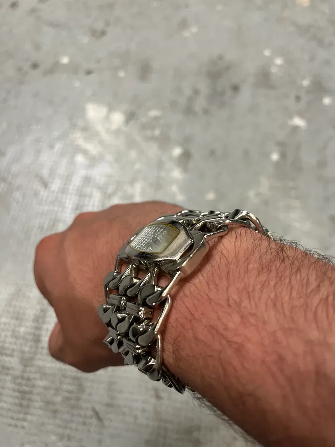 2000s Roberto Cavalli Double Chain Silver Steel Contemporary  Watch - Image 5
