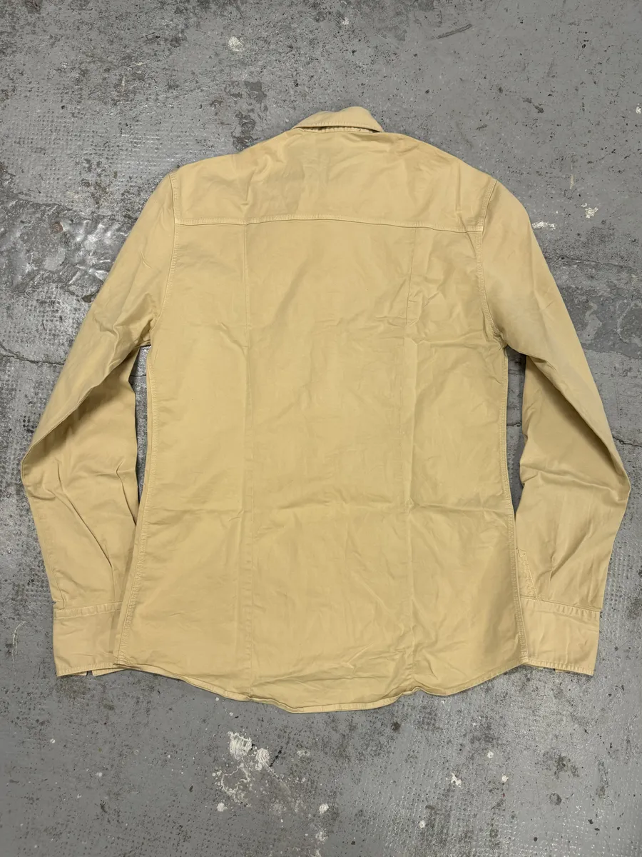 2000s Roberto Cavalli Eagle Patch Beige Shirt - Image 2