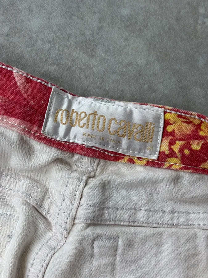 2000s Roberto Cavalli Fuchsia Cotton Floral Sequin Pants - Image 12