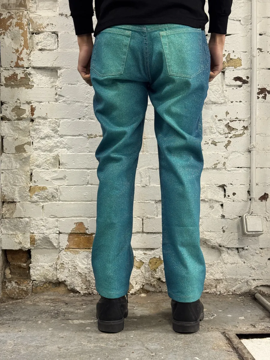 2000s Roberto Cavalli Galaxy Blue Glitters Gradient Pants - Image 2
