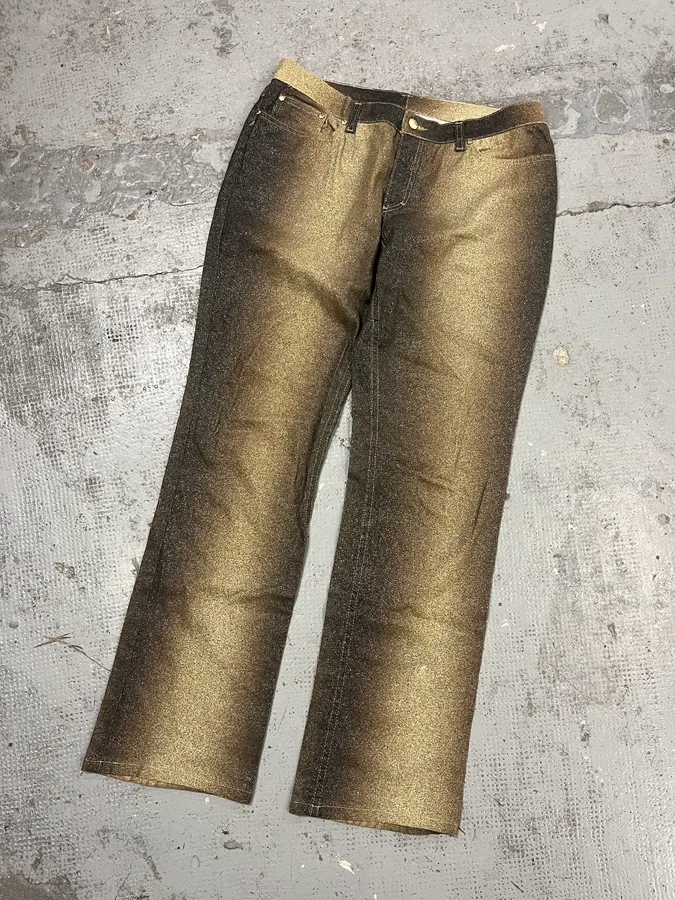 2000s Roberto Cavalli Gold Gradient Glitters Pants - Image 5