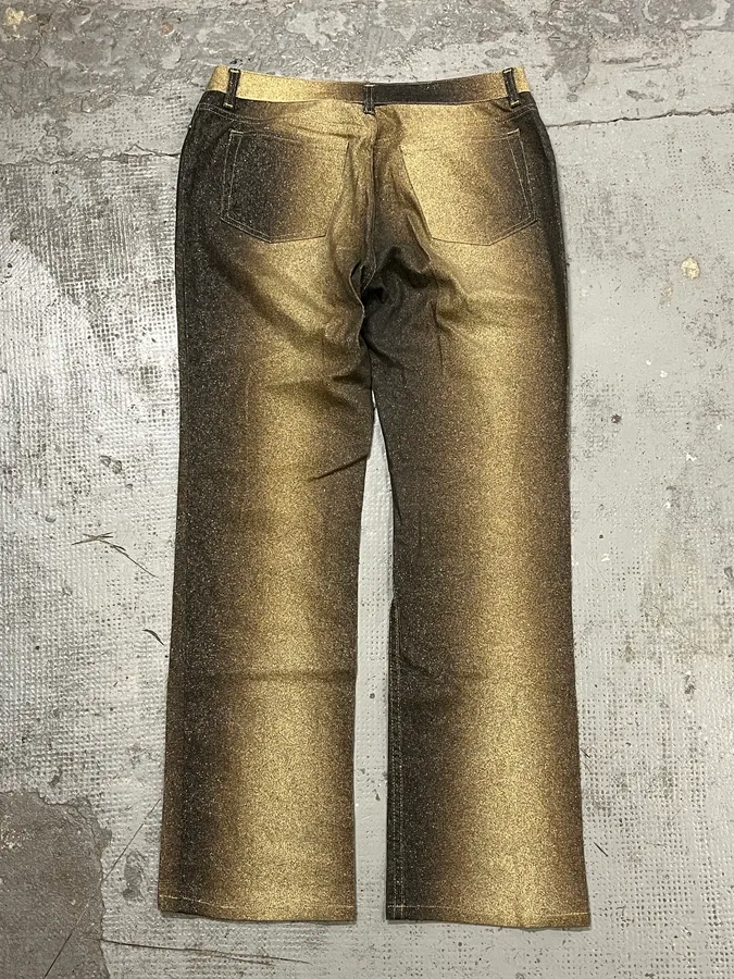 2000s Roberto Cavalli Gold Gradient Glitters Pants - Image 7