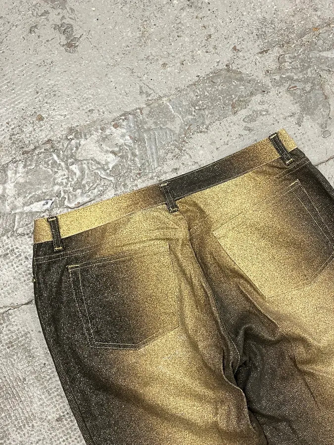 2000s Roberto Cavalli Gold Gradient Glitters Pants - Image 8