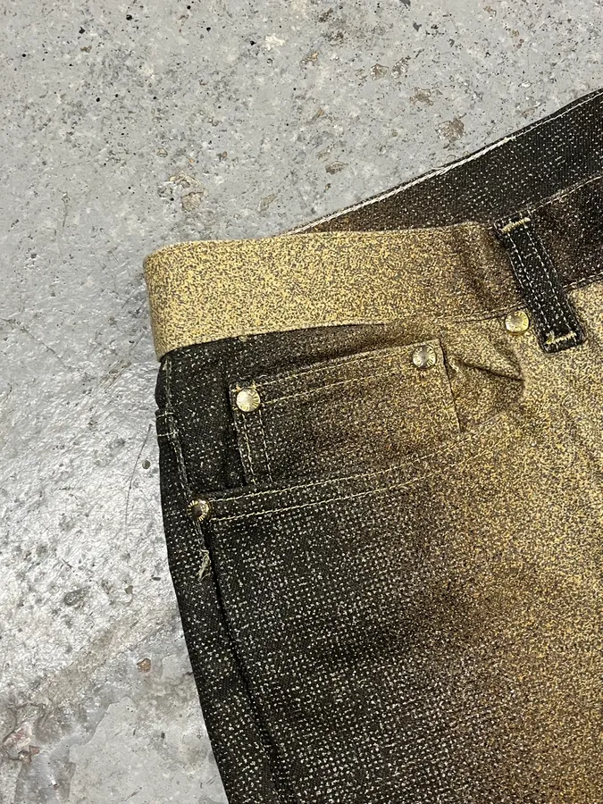2000s Roberto Cavalli Gold Gradient Glitters Pants - Image 9
