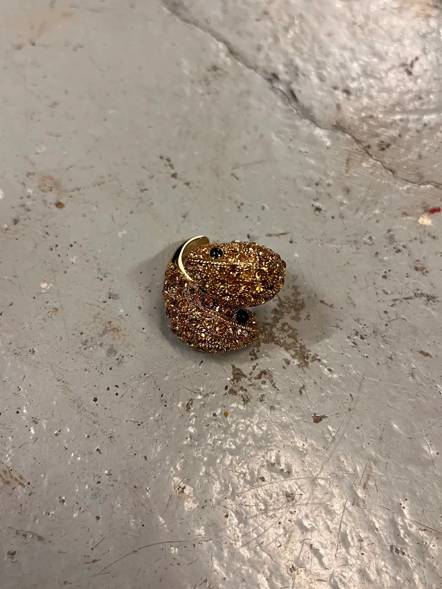 2000s Roberto Cavalli Golden Snake Adjustable Ring - Image 4