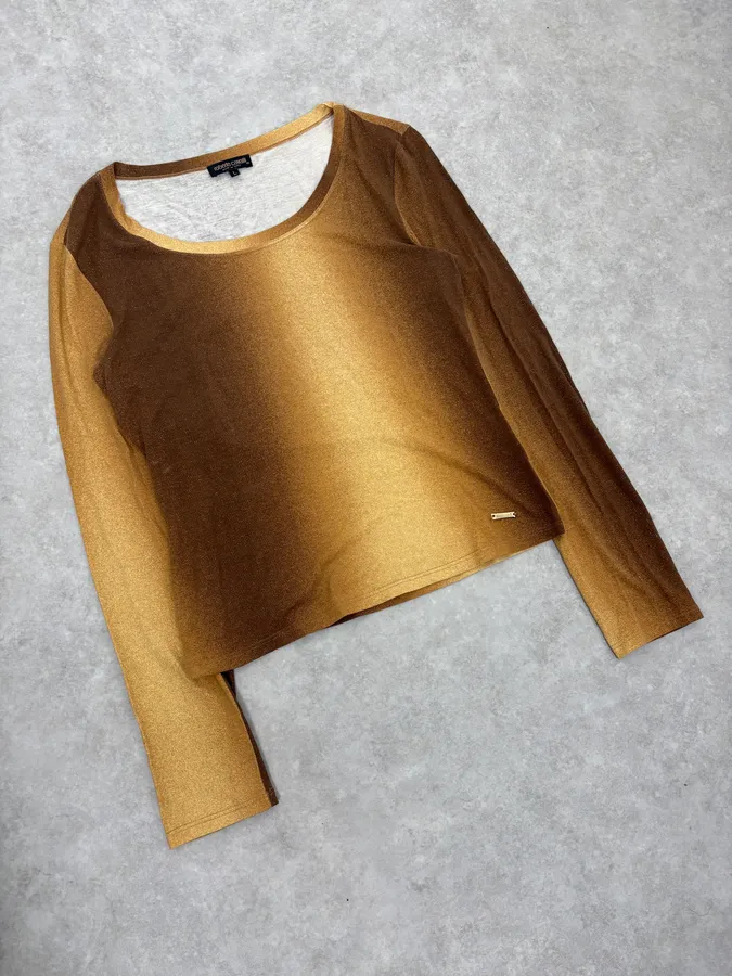 2000s Roberto Cavalli Gradient Golden Sun Longsleeves - Image 4