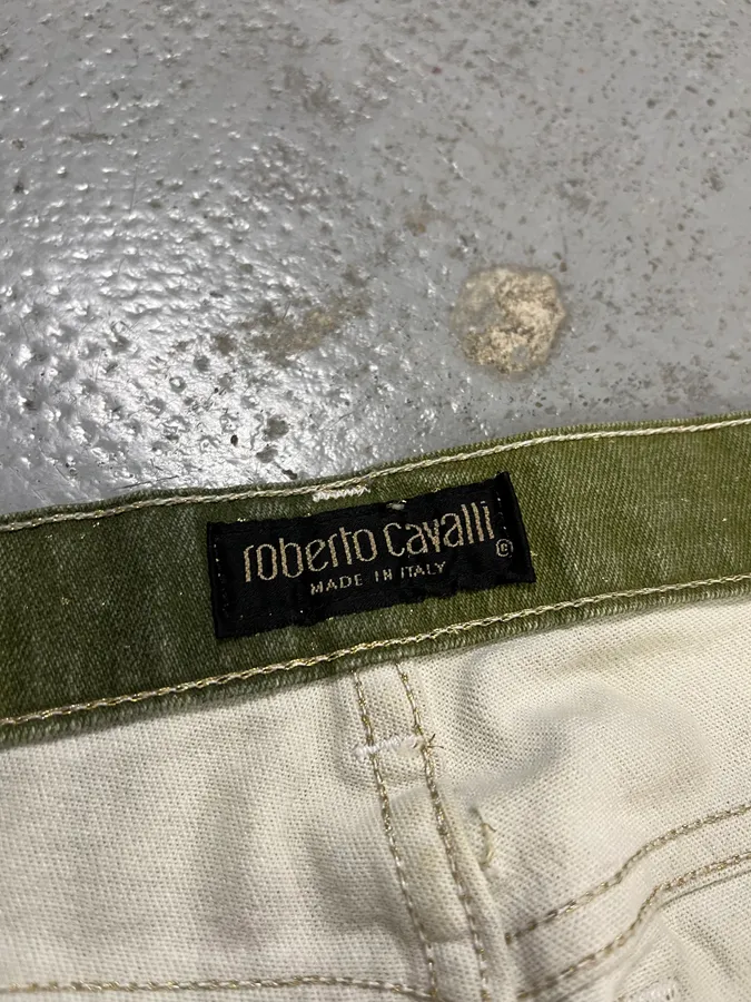 2000s Roberto Cavalli Gradient Green Glitter Pants - Image 10