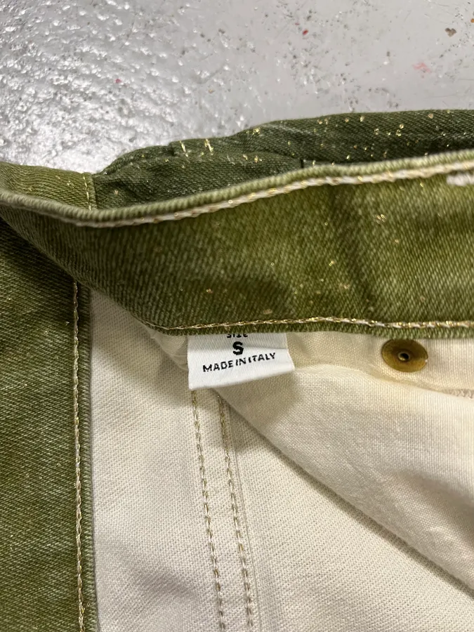 2000s Roberto Cavalli Gradient Green Glitter Pants - Image 11
