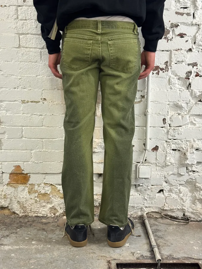 2000s Roberto Cavalli Gradient Green Glitter Pants - Image 4
