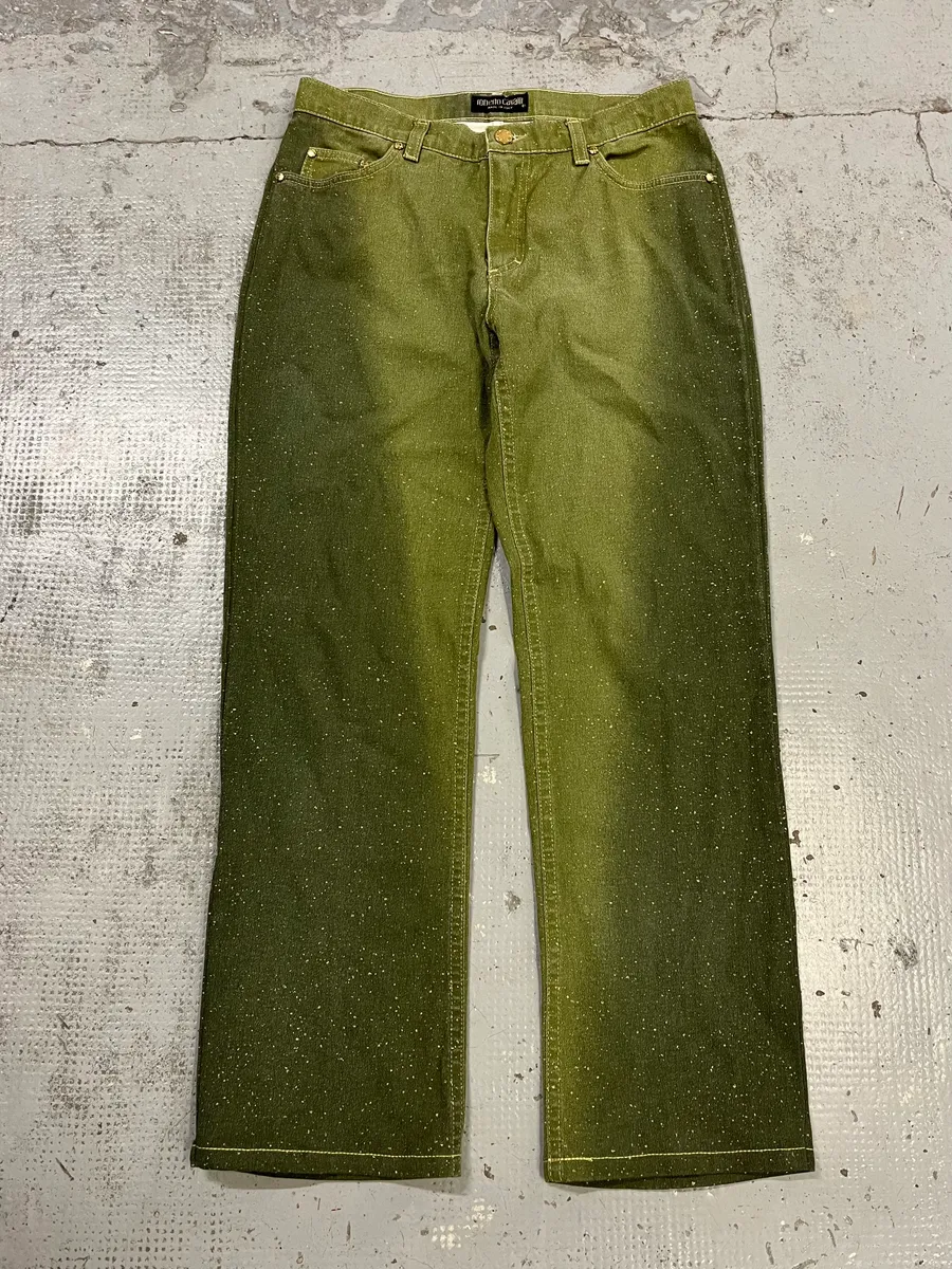 2000s Roberto Cavalli Gradient Green Glitter Pants - Image 5