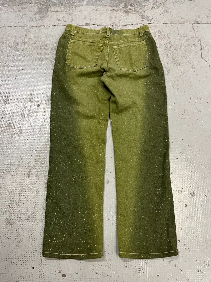 2000s Roberto Cavalli Gradient Green Glitter Pants - Image 8