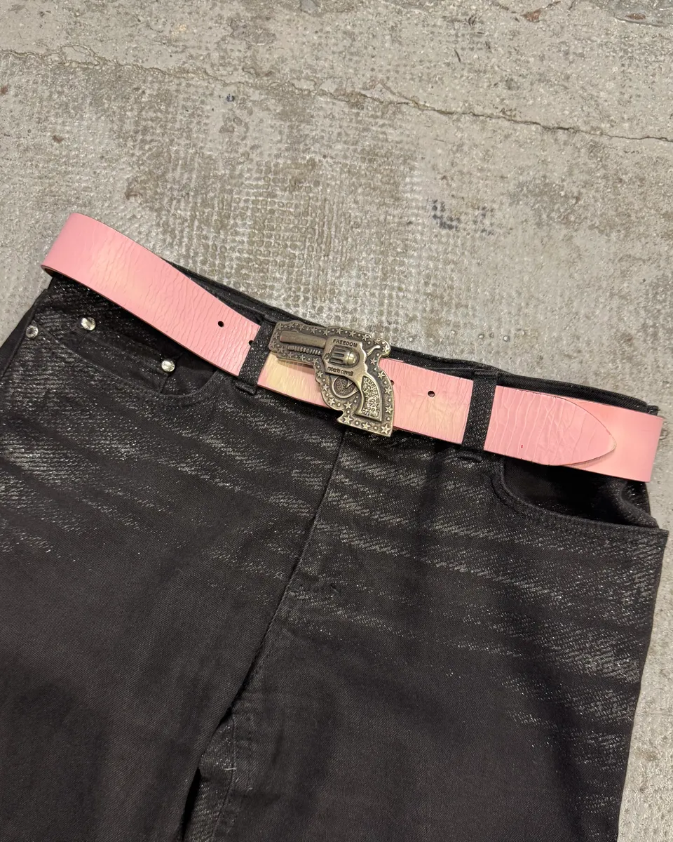2000s Roberto Cavalli Gun Pink Leather Belt - Image 2