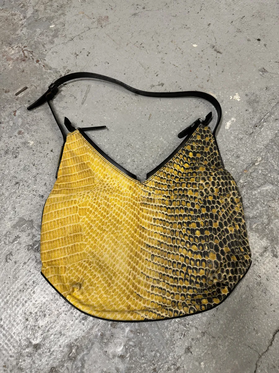 2000s Roberto Cavalli Honey Bees Python Print Handle Bag - Image 2