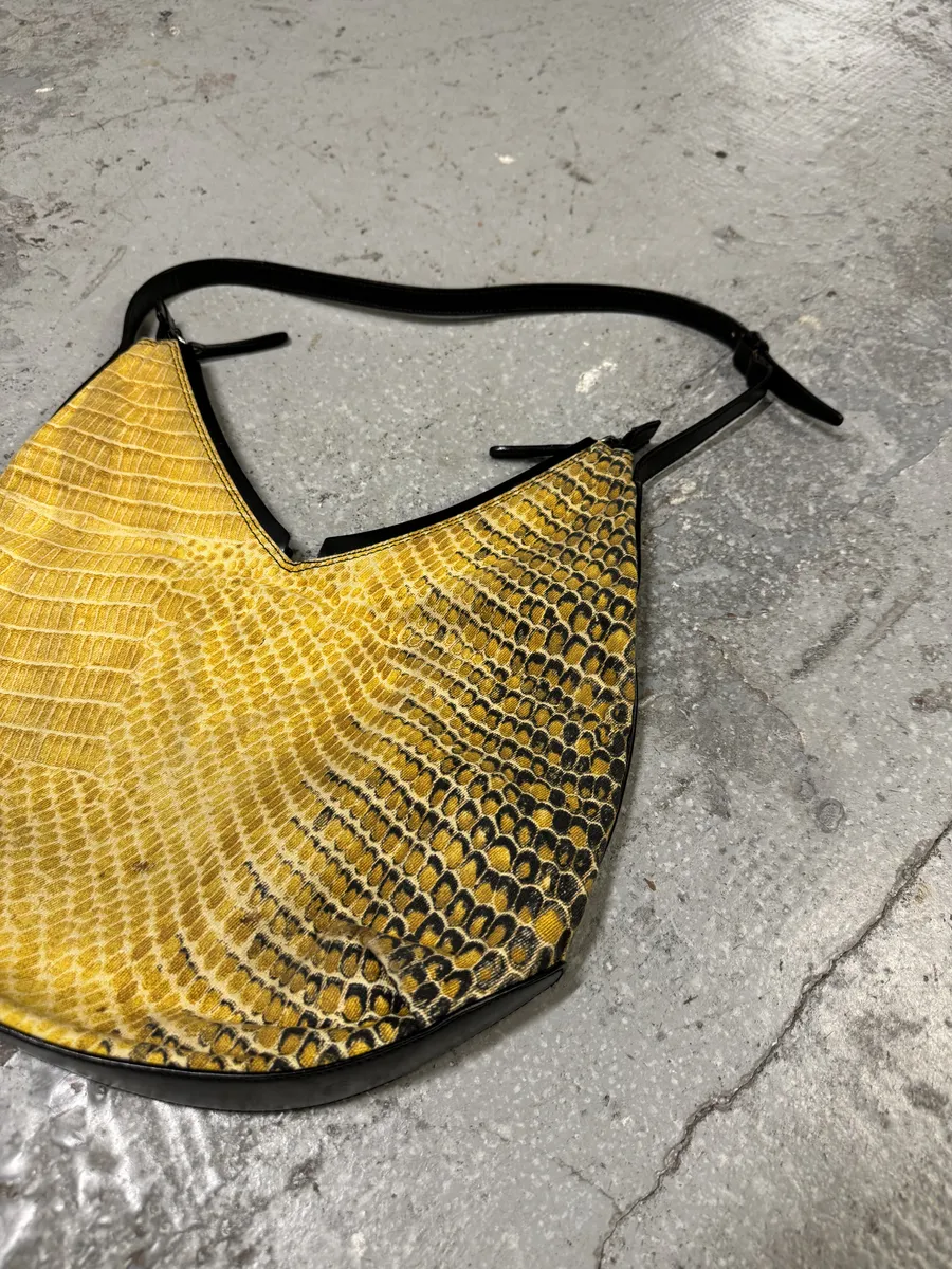 2000s Roberto Cavalli Honey Bees Python Print Handle Bag - Image 4