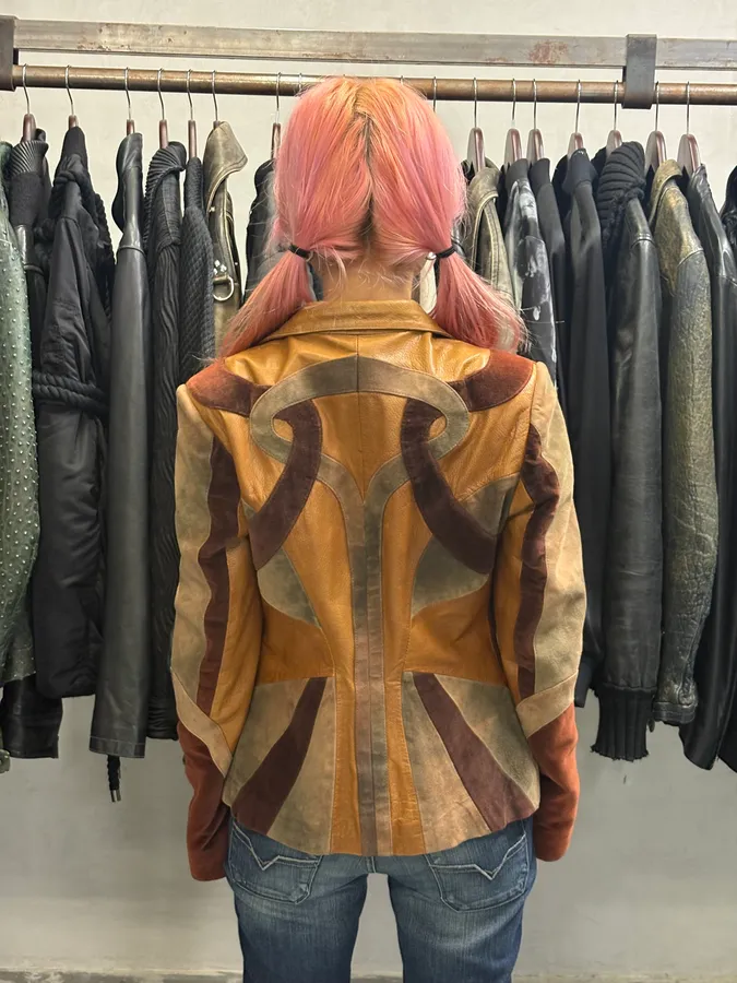 2000s Roberto Cavalli Imperial Brown Suede Leather Jacket - Image 3