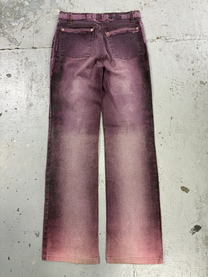 2000s Roberto Cavalli Irregular Purple Straight Leg Pants - Image 6
