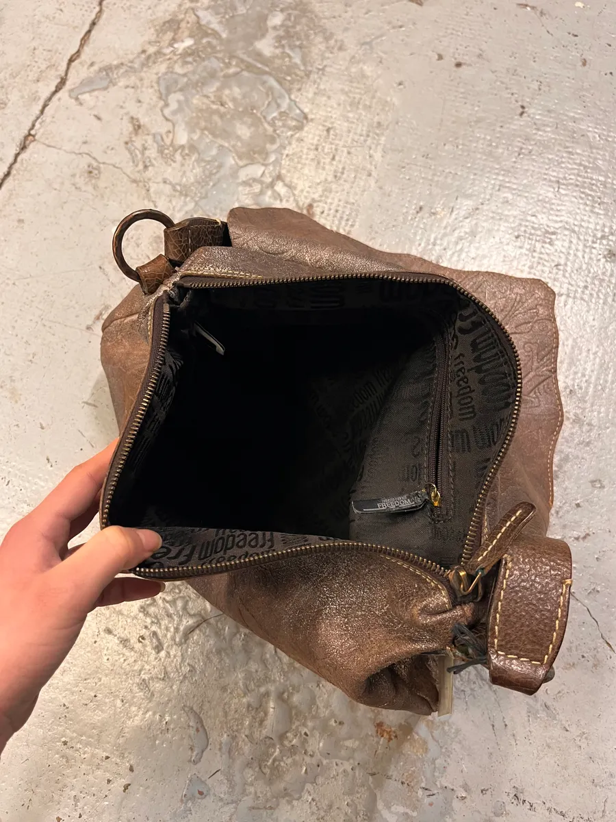 2000s Roberto Cavalli Leaf Silver Brown Handle Bag - Image 7