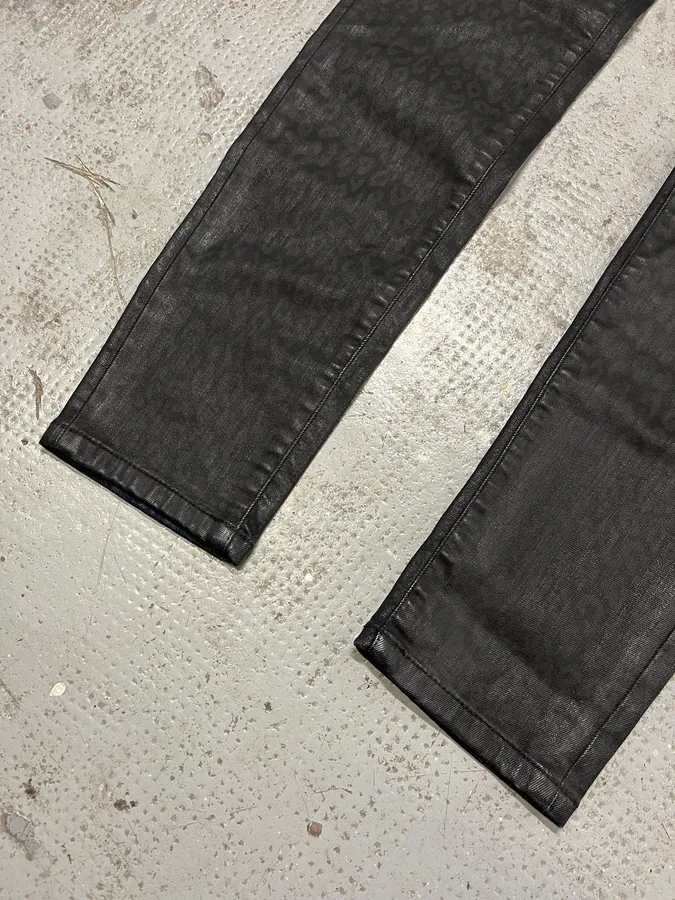 2000s Roberto Cavalli Leopard Dark Waxed Jeans - Image 7