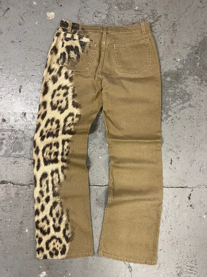 2000s Roberto Cavalli Leopard Expansion Beige Savage Pants - Image 6