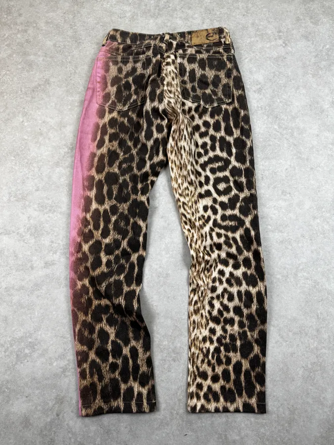 2000s Roberto Cavalli Leopard Pink Gradient Pants - Image 2