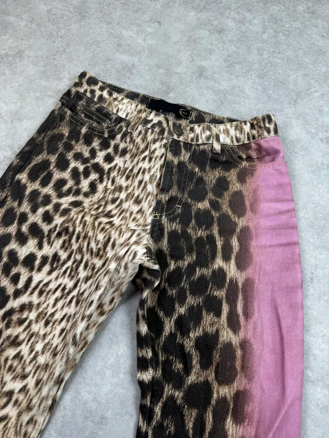 2000s Roberto Cavalli Leopard Pink Gradient Pants - Image 6