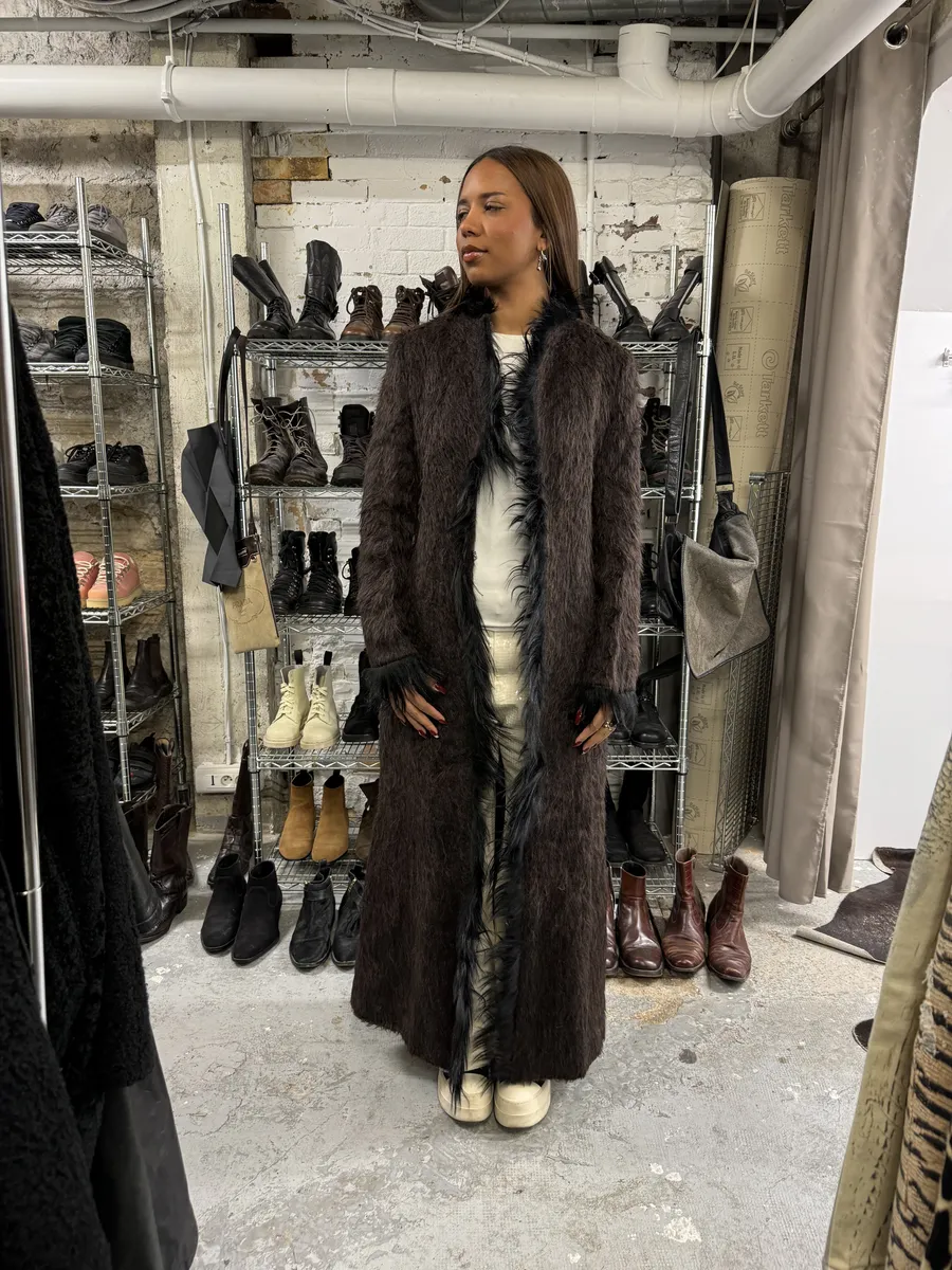 2000s Roberto Cavalli Long Mohawk Brown & Black Fur Jacket - Image 2