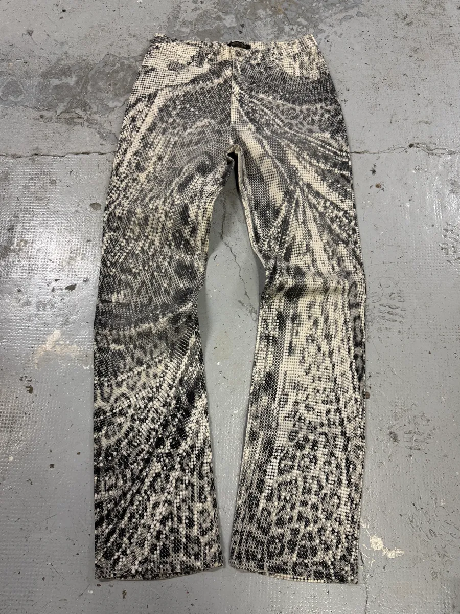 2000s Roberto Cavalli Luxury Animal Print Grey Pants