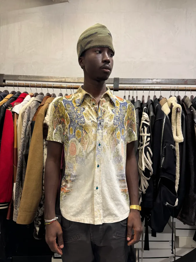 2000s Roberto Cavalli Mosaic Gradient White Shirt - Image 2