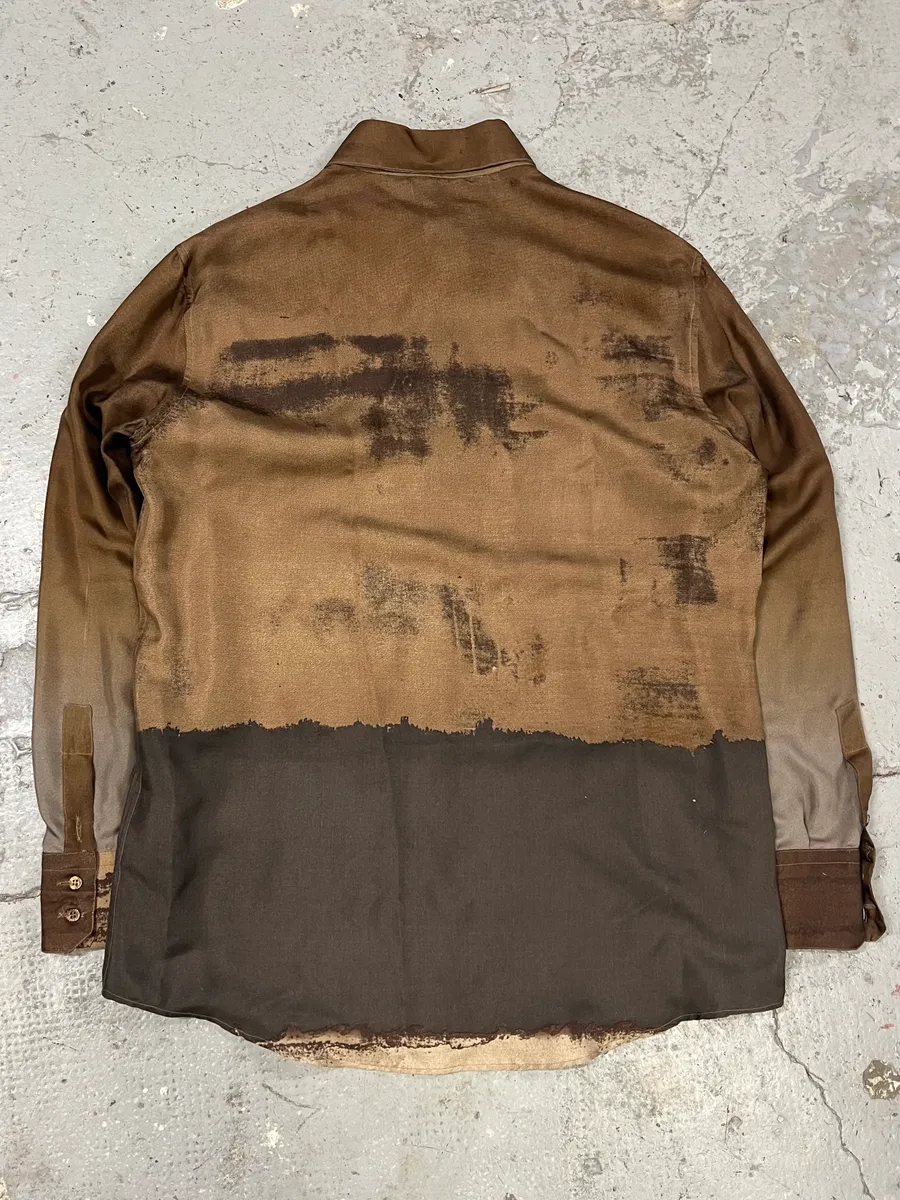 2000s Roberto Cavalli Natural Clay Terra Silk Shirt - Image 8