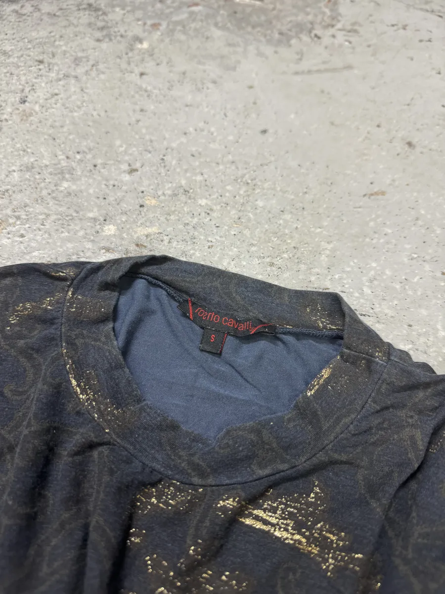 2000s Roberto Cavalli Navy Golden Royal Longsleeves - Image 10