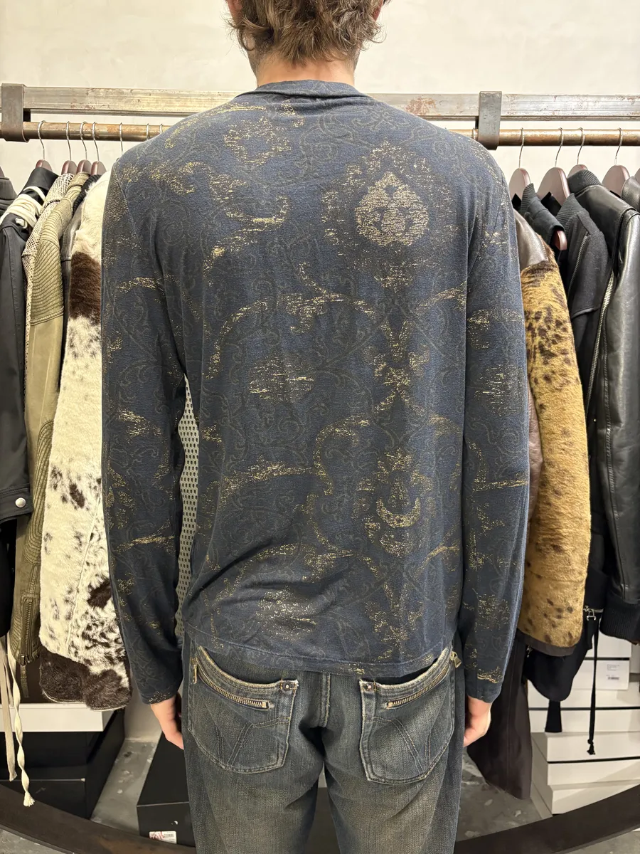 2000s Roberto Cavalli Navy Golden Royal Longsleeves - Image 3