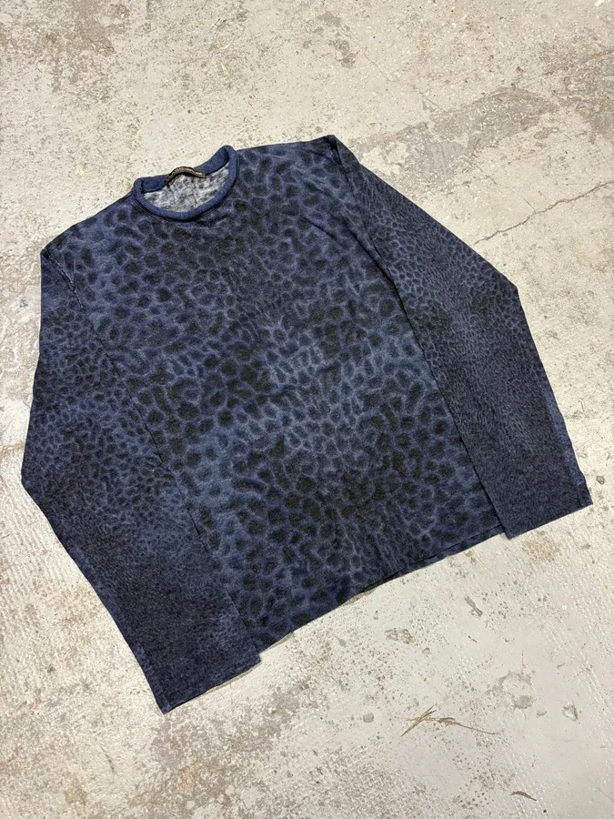 2000s Roberto Cavalli Navy Leopard Sweater - Image 5