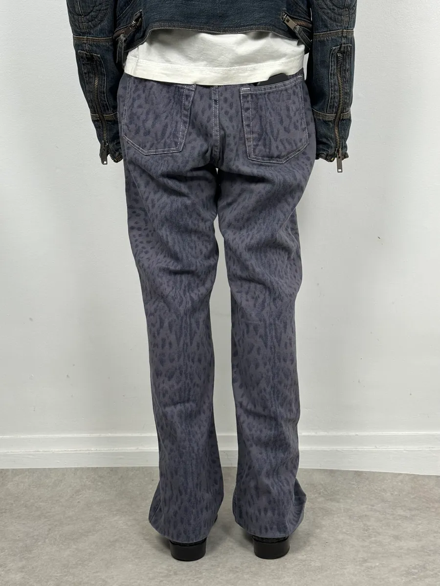 2000s Roberto Cavalli Navy Leopard Wide Pants - Image 4