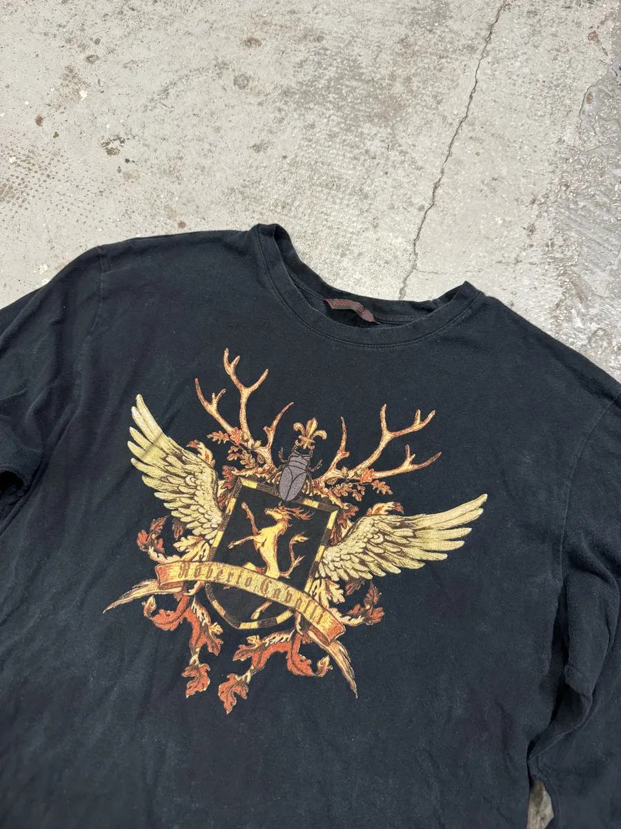 2000s Roberto Cavalli Old School Logo Black Longsleeves - Image 5