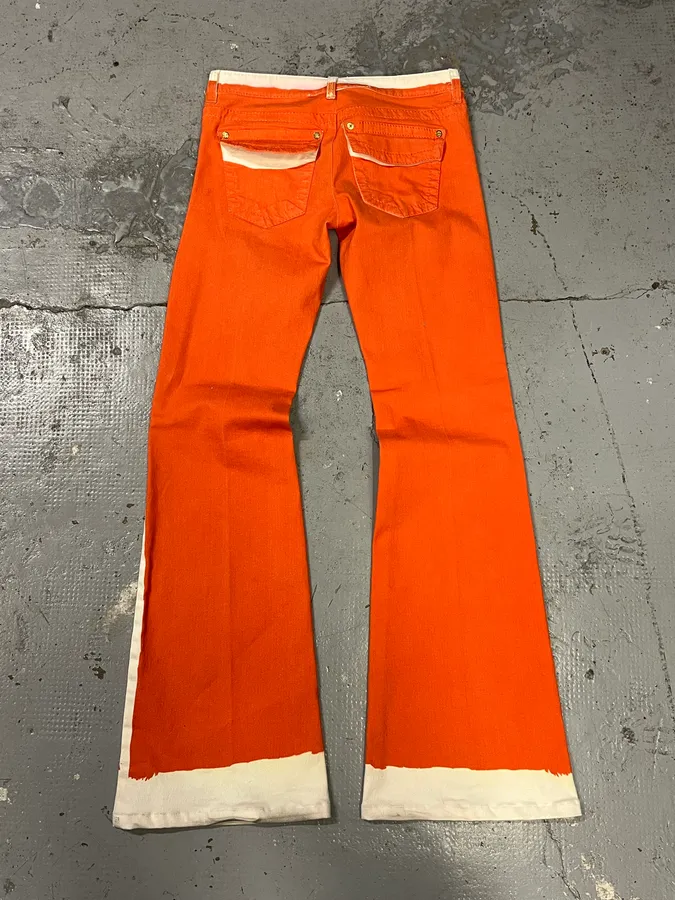 2000s Roberto Cavalli Overprinted Orange Flared Pants - Image 6