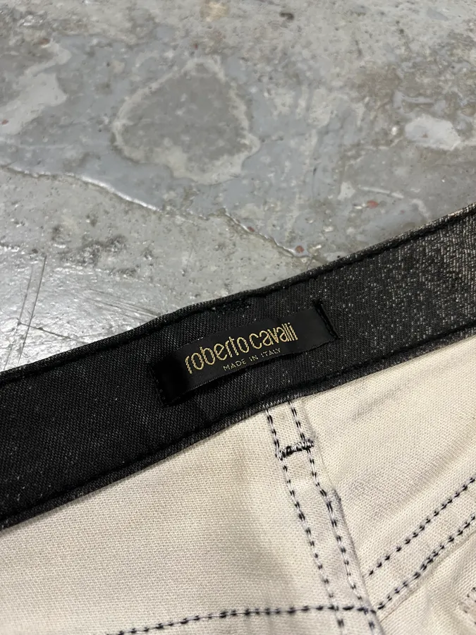 2000s Roberto Cavalli Paint Spray Black & White Pants - Image 11