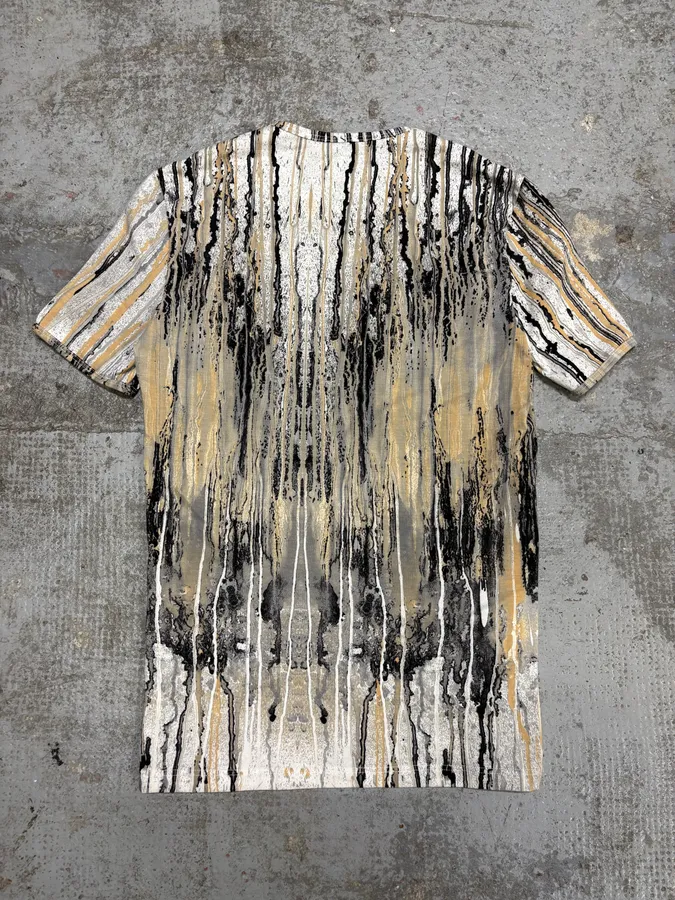 FW2001 Roberto Cavalli Artistic Blurred Painted Effect Tee-Shirt - Image 4